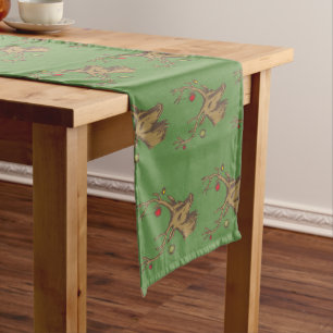 Rustic Holiday Deer Pattern Medium Table Runner