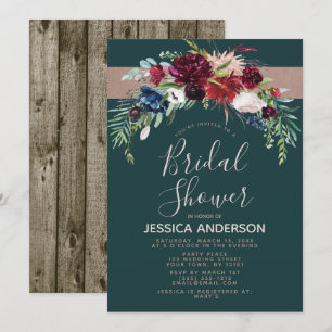 Rustic Holiday Floral Bridal Shower Invitation