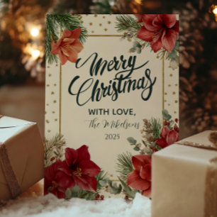 Rustic Holiday Greenery Merry Christmas Card