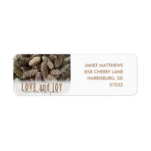 Rustic Holiday Love and Joy Pine Cone