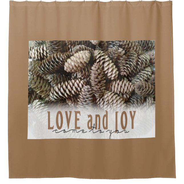Rustic Holiday Love and Joy Pine Cone (Front)