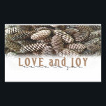 Rustic Holiday Love and Joy Pine Cone Sticker<br><div class="desc">Festive, rustic pine cones accentuate this classic, elegant design wishing holiday Love and Joy.</div>