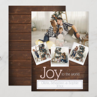 Rustic Holiday Modern 4 Photo Frame Invitation