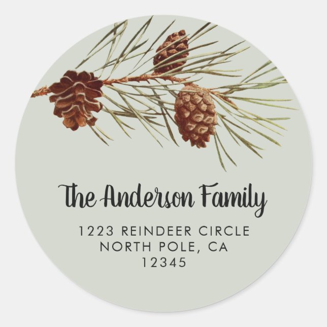 Rustic Holiday Pinecone Return Address Seal (Front)
