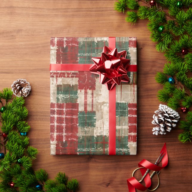 Rustic Holiday Plaid Patchwork Christmas Wrapping Paper (Holiday Gift)
