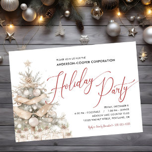 Rustic Holiday Tree Corporate Holiday Party Invitation