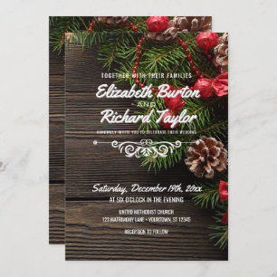 Rustic Holiday Winter Wedding Invitation