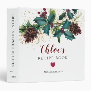 Rustic Holly and Berries Bridal Shower Recipe Book Binder