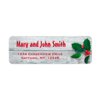 Rustic Holly Étiquettes de adresse de Noël