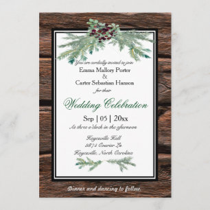 Rustic Holly Tree Branch Invitation au mariage d'h