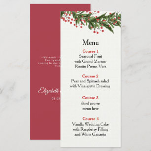 Rustic Holly Winter Christmas Wedding  Menu