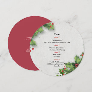 Rustic Holly Winter Christmas Wedding Menu