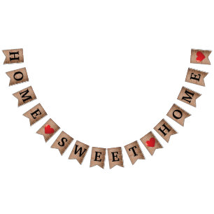 Rustic Home Sweet Home Heart House Warming Bunting Flags