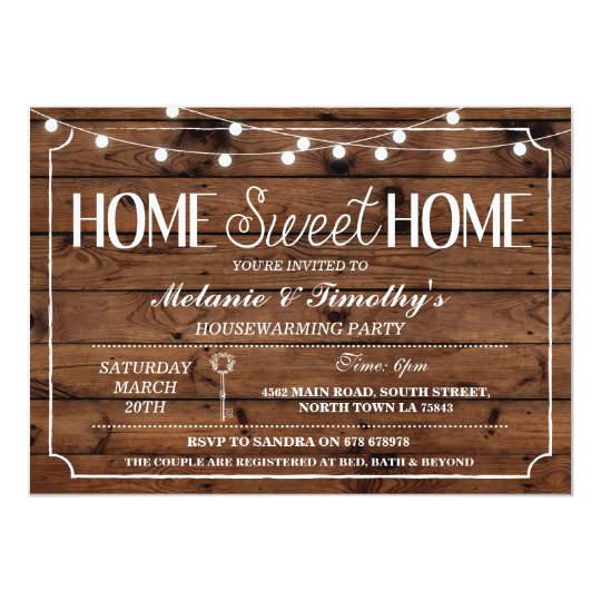 Rustic Home Sweet Home Housewarming Lights Invite