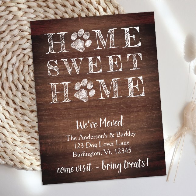 Rustic Home Sweet Home We've Moved Dog Pet Moving Announcement Postcard (Creator Uploaded)