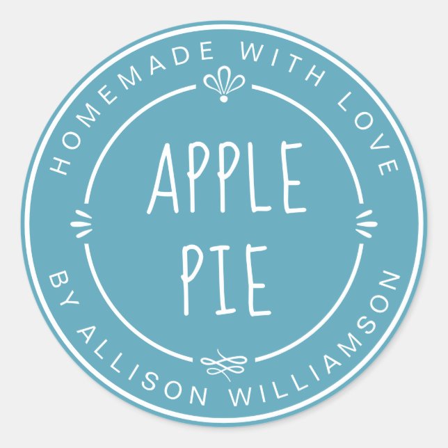 Rustic Homemade Apple Pie Maui Blue Classic Round Sticker (Front)