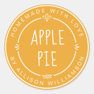 Rustic Homemade Apple Pie Mellow Yellow Classic Round Sticker
