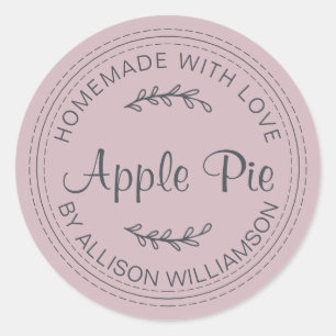 Rustic Homemade Baked Goods Apple Pastel Purple Classic Round Sticker