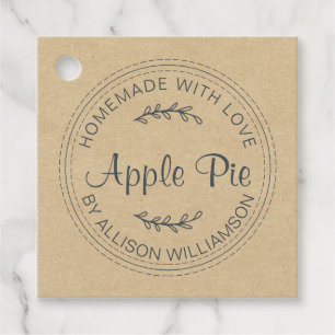 Rustic Homemade Baked Goods Apple Pie Black White Favour Tags