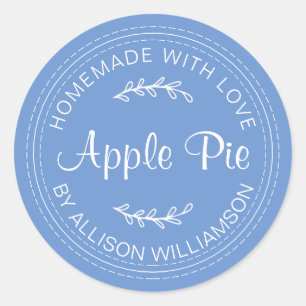 Rustic Homemade Baked Goods Apple Pie Blue Classic Round Sticker