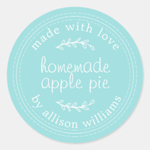Rustic Homemade Baked Goods Apple Pie Blue Classic Round Sticker