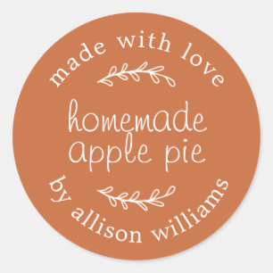 Rustic Homemade Baked Goods Apple Pie Burnt Orange Classic Round Sticker
