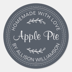 Rustic Homemade Baked Goods Apple Pie Dark Blue Classic Round Sticker