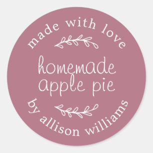 Rustic Homemade Baked Goods Apple Pie Dusty Rose Classic Round Sticker