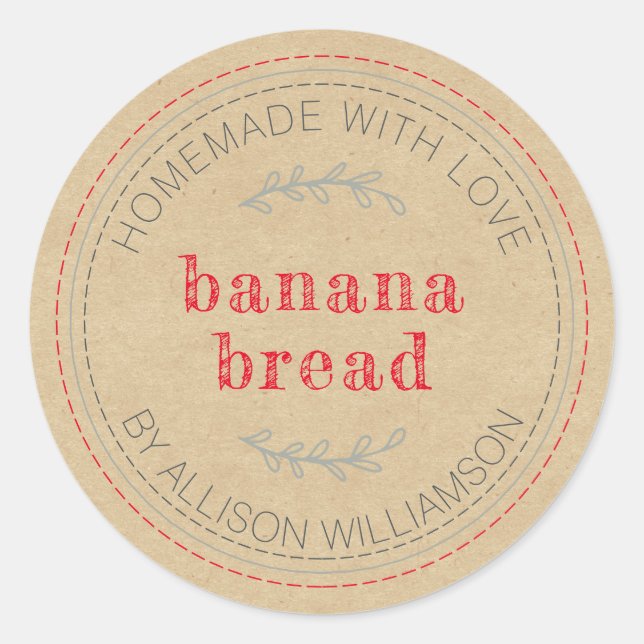 Rustic Homemade Baked Goods Apple Pie Kraft Paper Classic Round Sticker (Front)