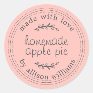 Rustic Homemade Baked Goods Apple Pie Pink Classic Round Sticker