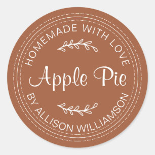 Rustic Homemade Baked Goods Apple Pie TerraCotta Classic Round Sticker