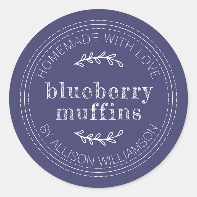 Rustic Homemade Baked Goods Blueberry Muffins Classic Round Sticker (Front)