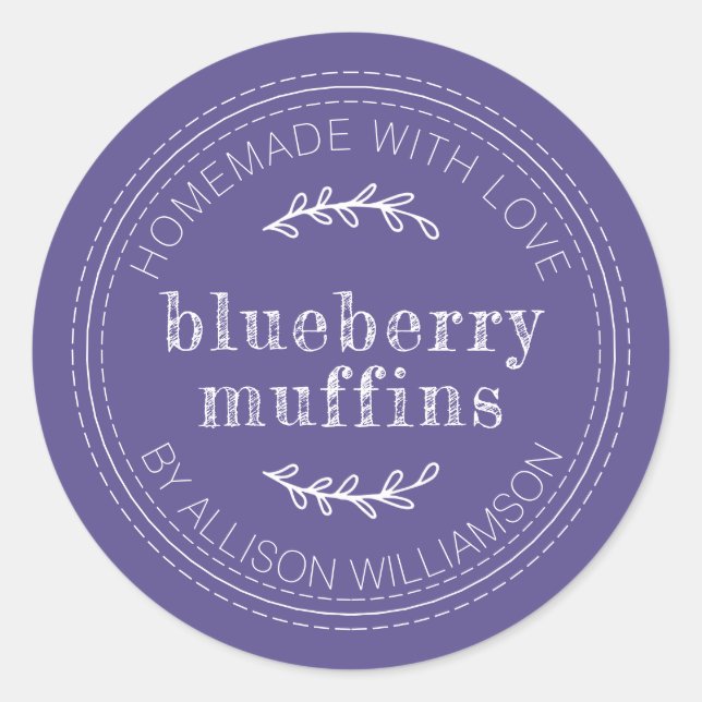Rustic Homemade Baked Goods Blueberry Muffins Classic Round Sticker (Front)