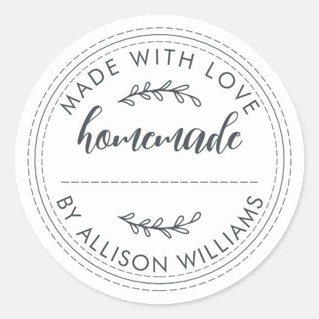 Rustic Homemade Baked Goods Jam Black White Classic Round Sticker (Front)