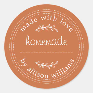 Rustic Homemade Baked Goods Jam Can Burnt Orange Classic Round Sticker