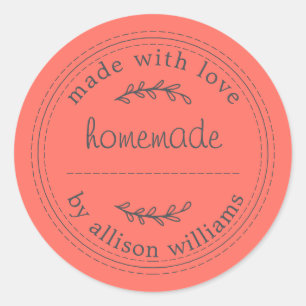 Rustic Homemade Baked Goods Jam Can Coral Classic Round Sticker