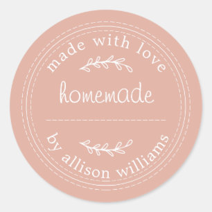 Rustic Homemade Baked Goods Jam Can Dusty Pink Classic Round Sticker