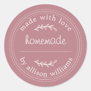 Rustic Homemade Baked Goods Jam Can Dusty Rose Classic Round Sticker
