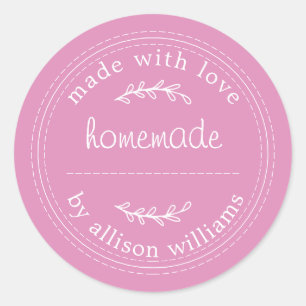 Rustic Homemade Baked Goods Jam Can Fuchsia Pink Classic Round Sticker