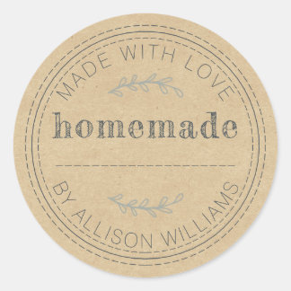 Rustic Homemade Baked Goods Jam Can Kraft Paper Classic Round Sticker