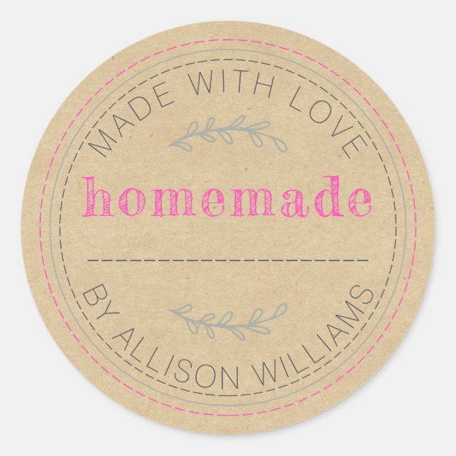 Rustic Homemade Baked Goods Jam Can Kraft Paper Classic Round Sticker (Front)
