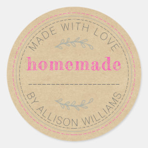 Rustic Homemade Baked Goods Jam Can Kraft Paper Classic Round Sticker