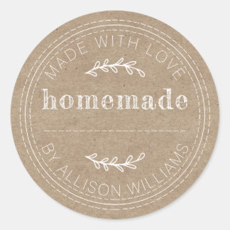 Rustic Homemade Baked Goods Jam Can Kraft Paper Classic Round Sticker