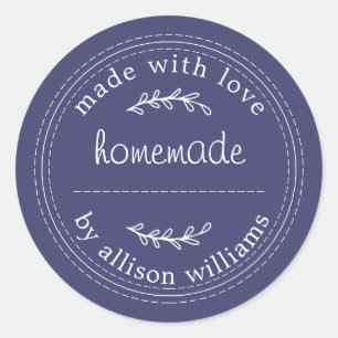 Rustic Homemade Baked Goods Jam Can Navy Blue Classic Round Sticker
