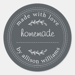 Rustic Homemade Baked Goods Jam Can Off-black Classic Round Sticker