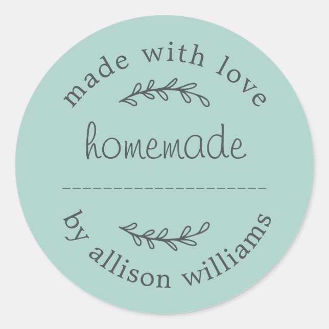 Rustic Homemade Baked Goods Jam Can Pastel Blue Classic Round Sticker (Front)