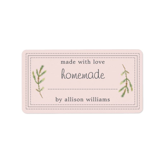 Rustic Homemade Baked Goods Jam Can Pastel Pink Label (Front)
