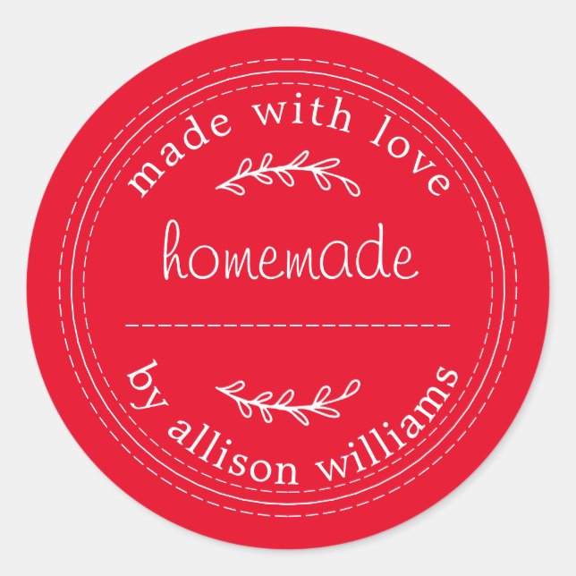Rustic Homemade Baked Goods Jam Can Red Classic Round Sticker (Front)