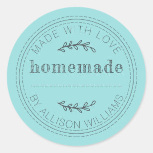 Rustic Homemade Baked Goods Jam Can Turquoise Blue Classic Round Sticker