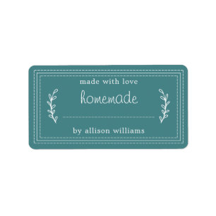 Rustic Homemade Baked Goods Jam Canning Teal Label